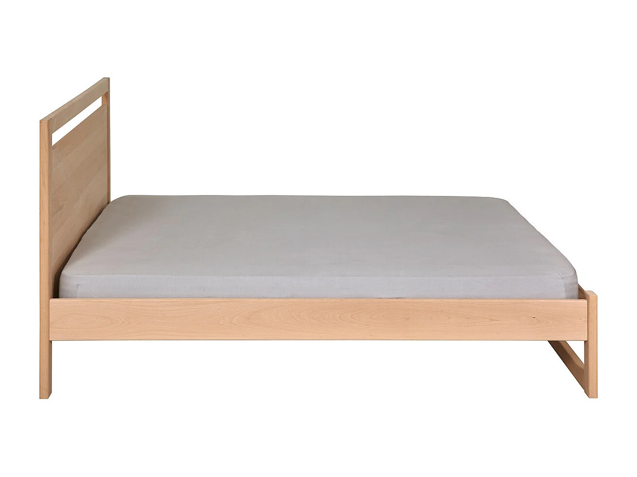 Pack lit avec matelas 140x190 cm bois massif bois naturel LIO