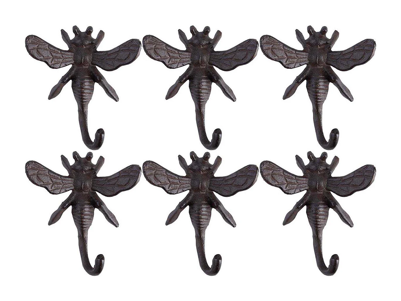 Crochet en fonte Abeille Lot de 6