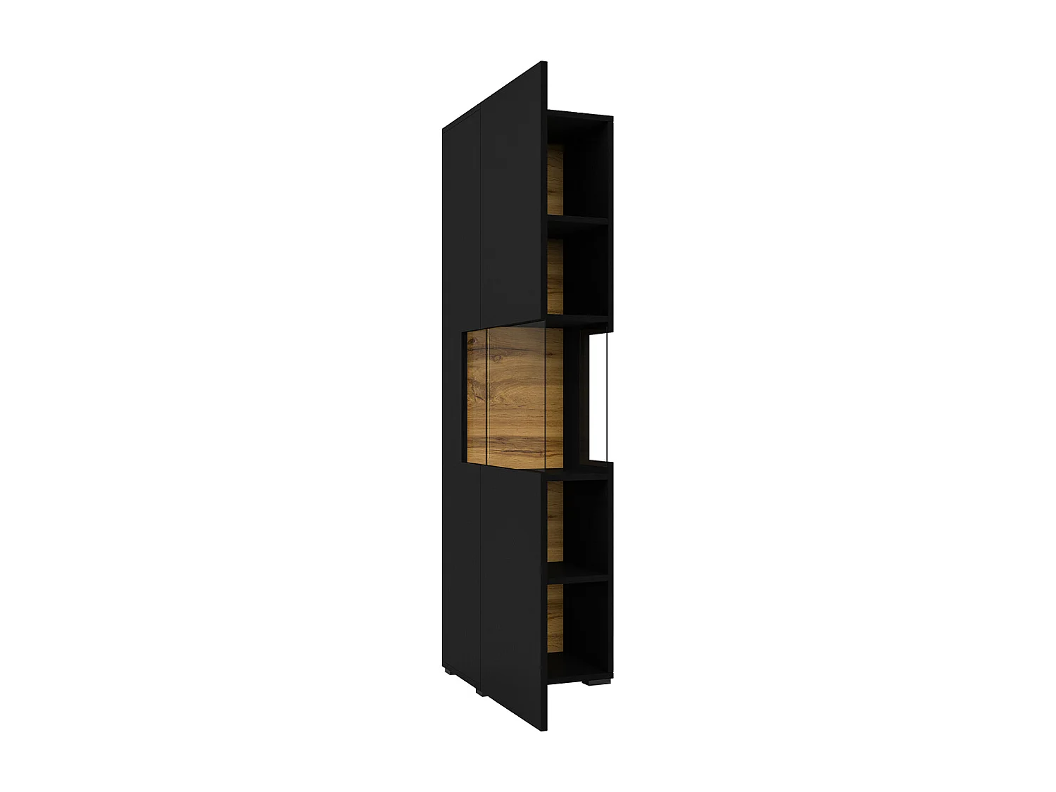 Vitrine 1 porte Glora Noir et Bois