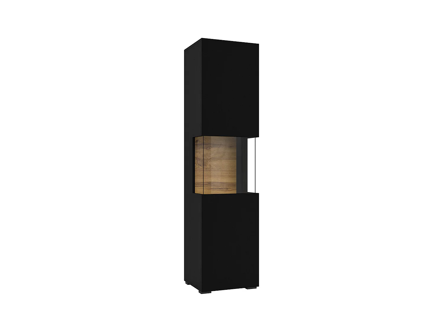 Vetrina 1 anta Glora nero e marrone 140cm