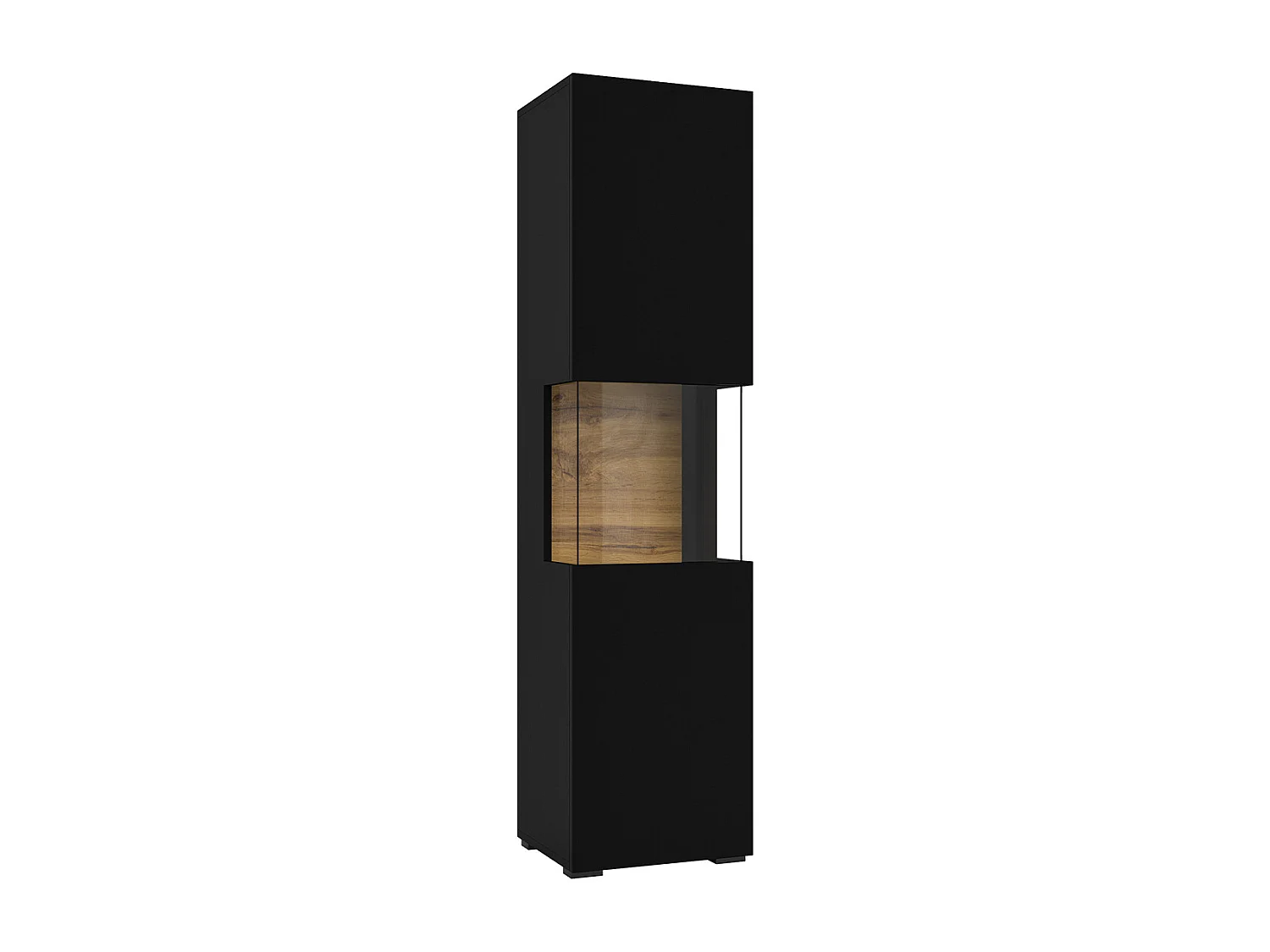 Vitrine 1 porte Glora Noir et Bois