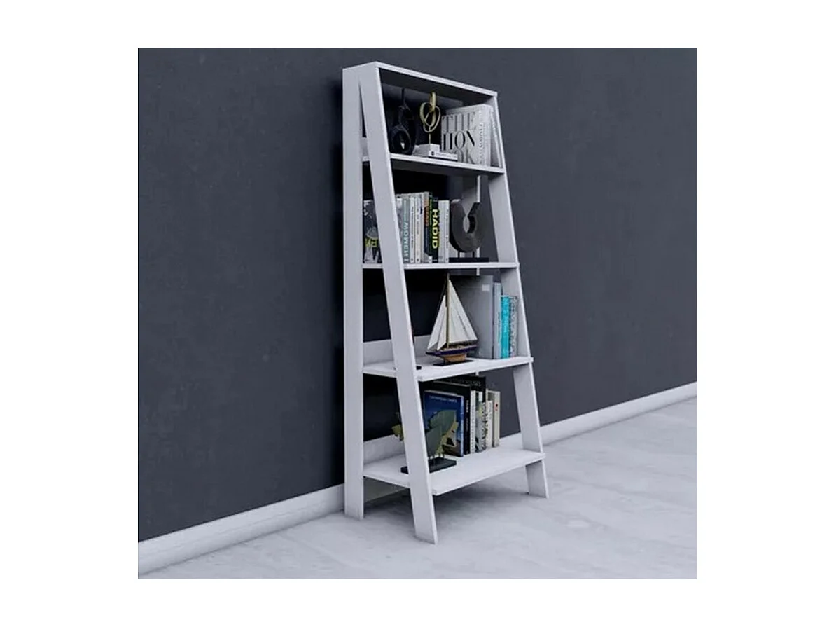 Etagère Escalier 4 Niches Blanche Largeur 61 Hauteur 140.3 Profondeur 40 cm