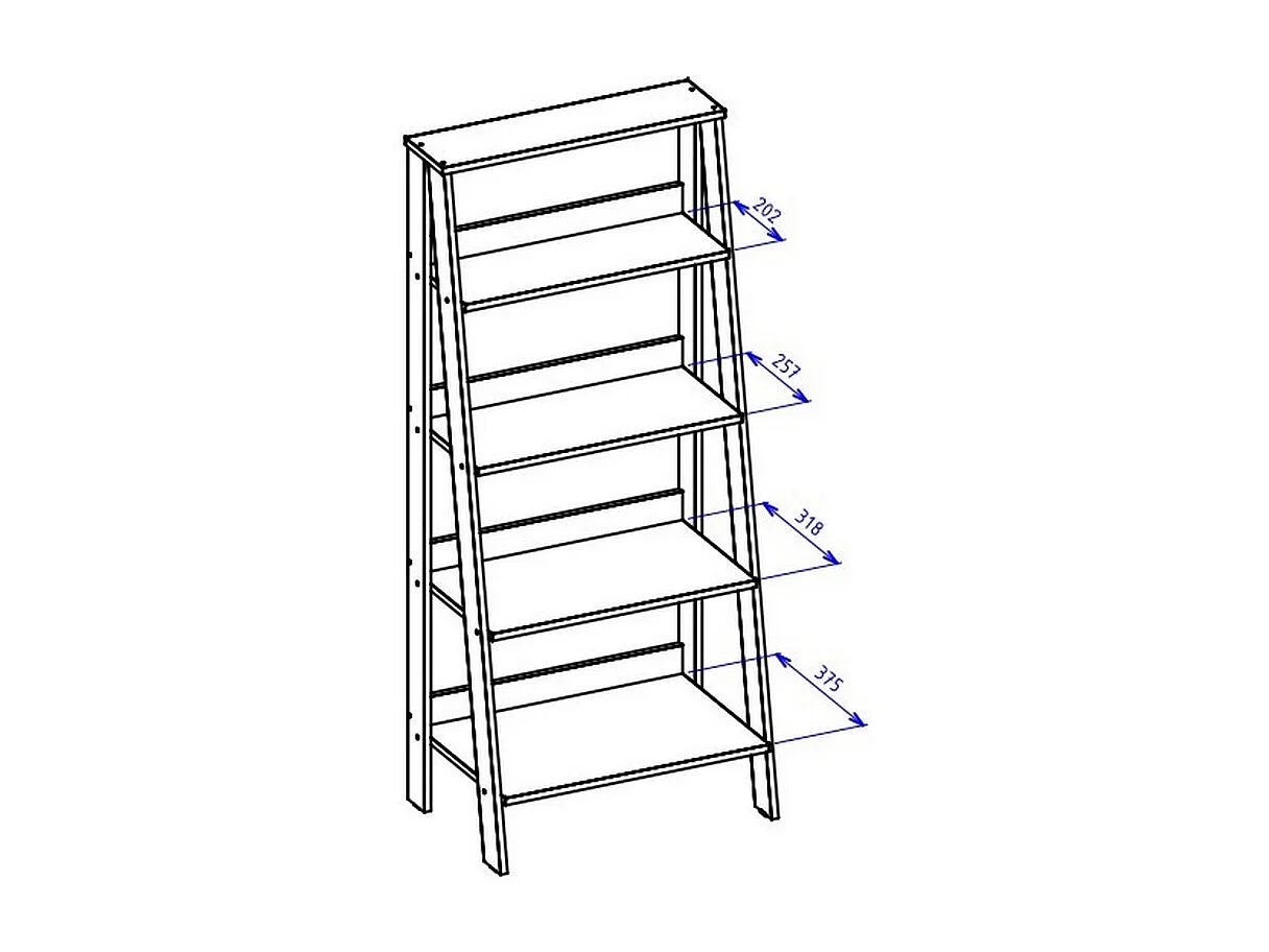 Etagère Escalier 4 Niches Blanche Largeur 61 Hauteur 140.3 Profondeur 40 cm
