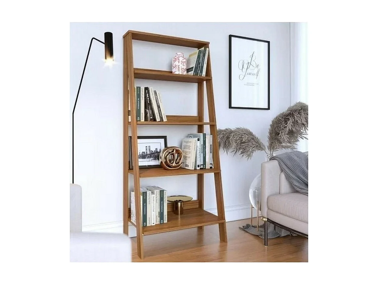 Etagère Escalier 4 Niches Chêne Largeur 61 Hauteur 140.3 Profondeur 40 cm