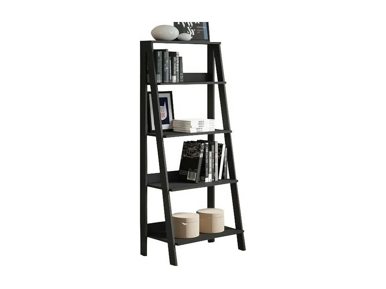 Etagère Escalier 4 Niches Noire Largeur 61 Hauteur 140.3 Profondeur 40 cm