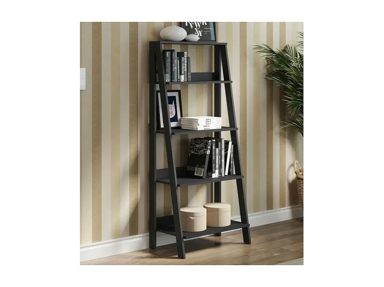 Etagère Escalier 4 Niches Noire Largeur 61 Hauteur 140.3 Profondeur 40 cm