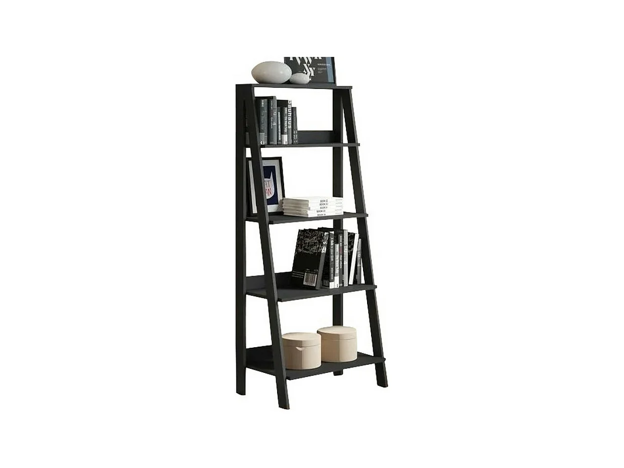 Etagère Escalier 4 Niches Noire Largeur 61 Hauteur 140.3 Profondeur 40 cm