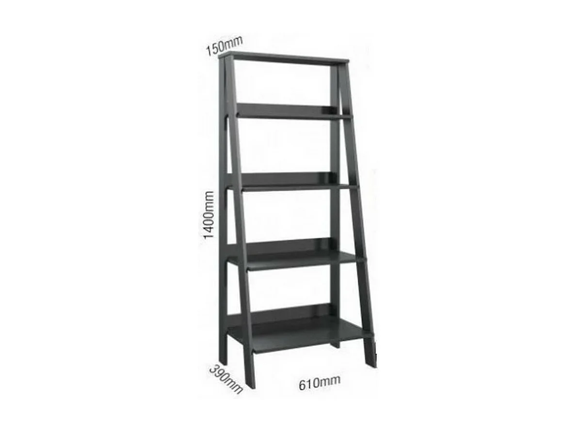 Etagère Escalier 4 Niches Noire Largeur 61 Hauteur 140.3 Profondeur 40 cm