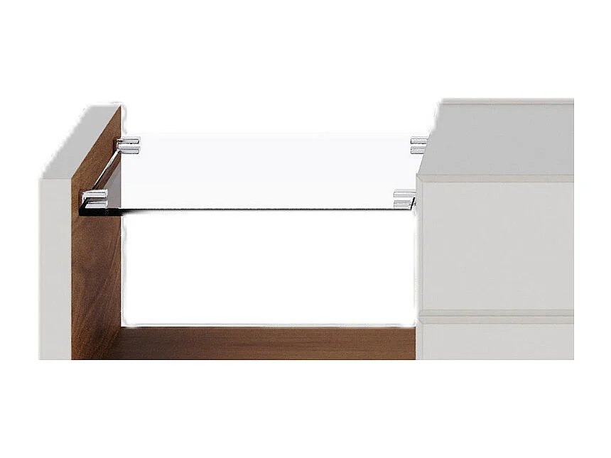 Table Basse 1 Tiroir 1 Niche 4 Pieds Bois Blanc Grisé et Chêne L 90 H 35.6 P 54 cm