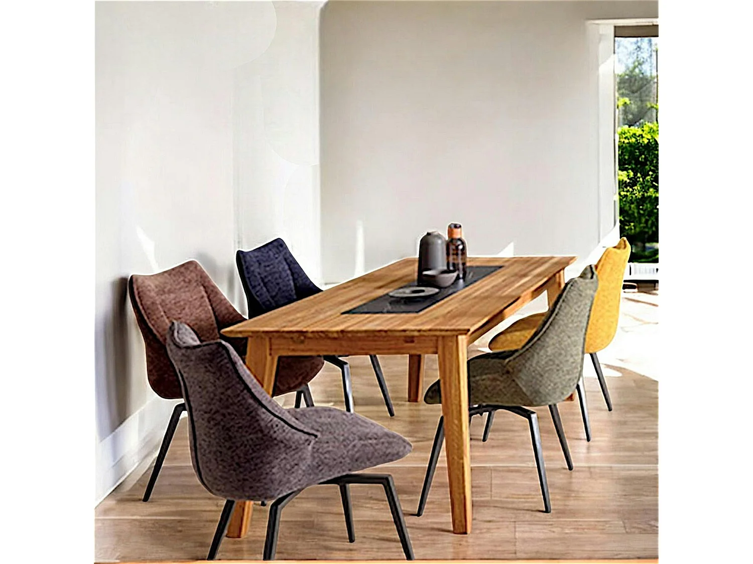 Table à manger design en bois de chêne finition miel 180 cm ESSEN