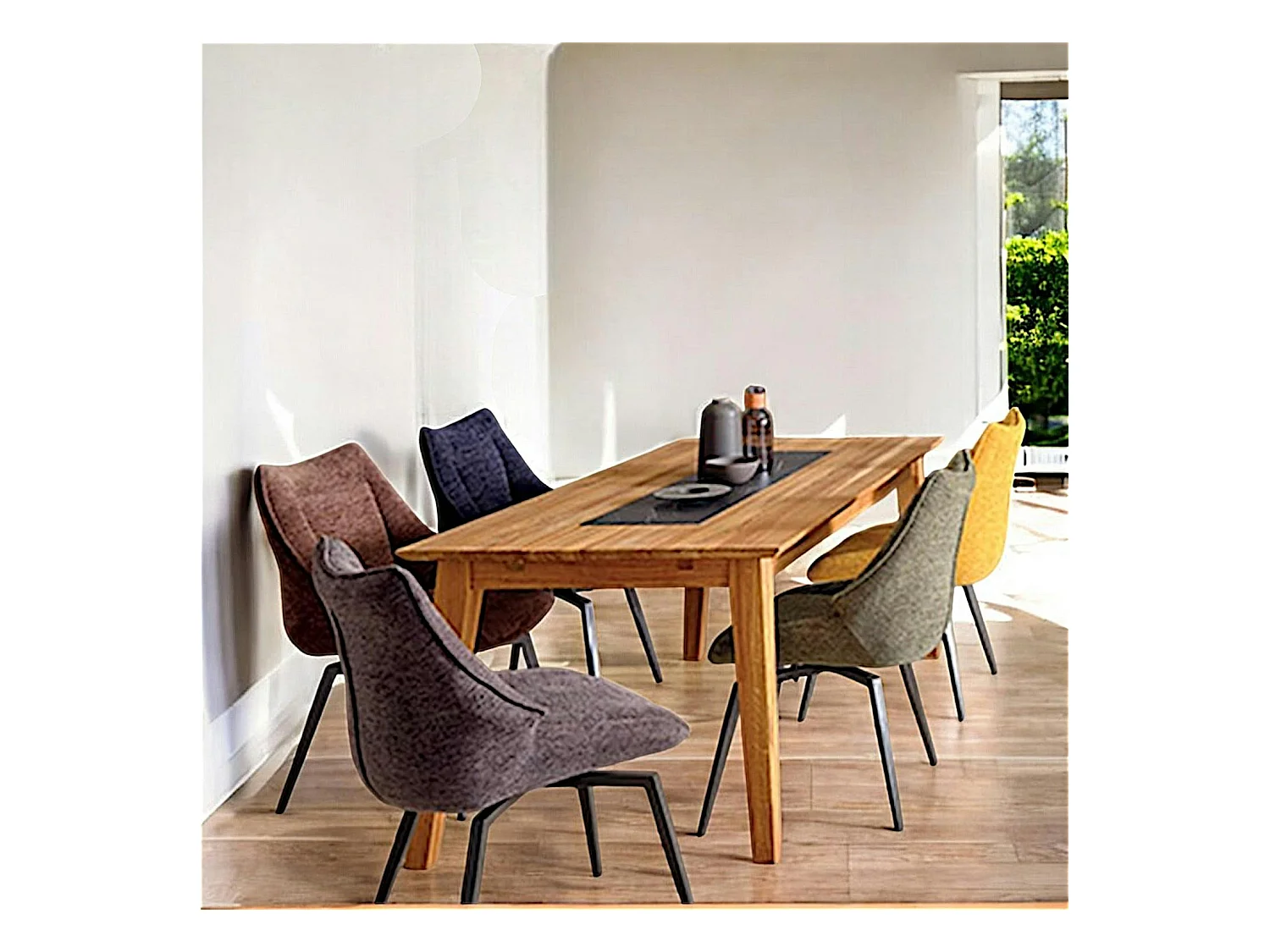 Table à manger design en bois de chêne finition miel 180 cm ESSEN