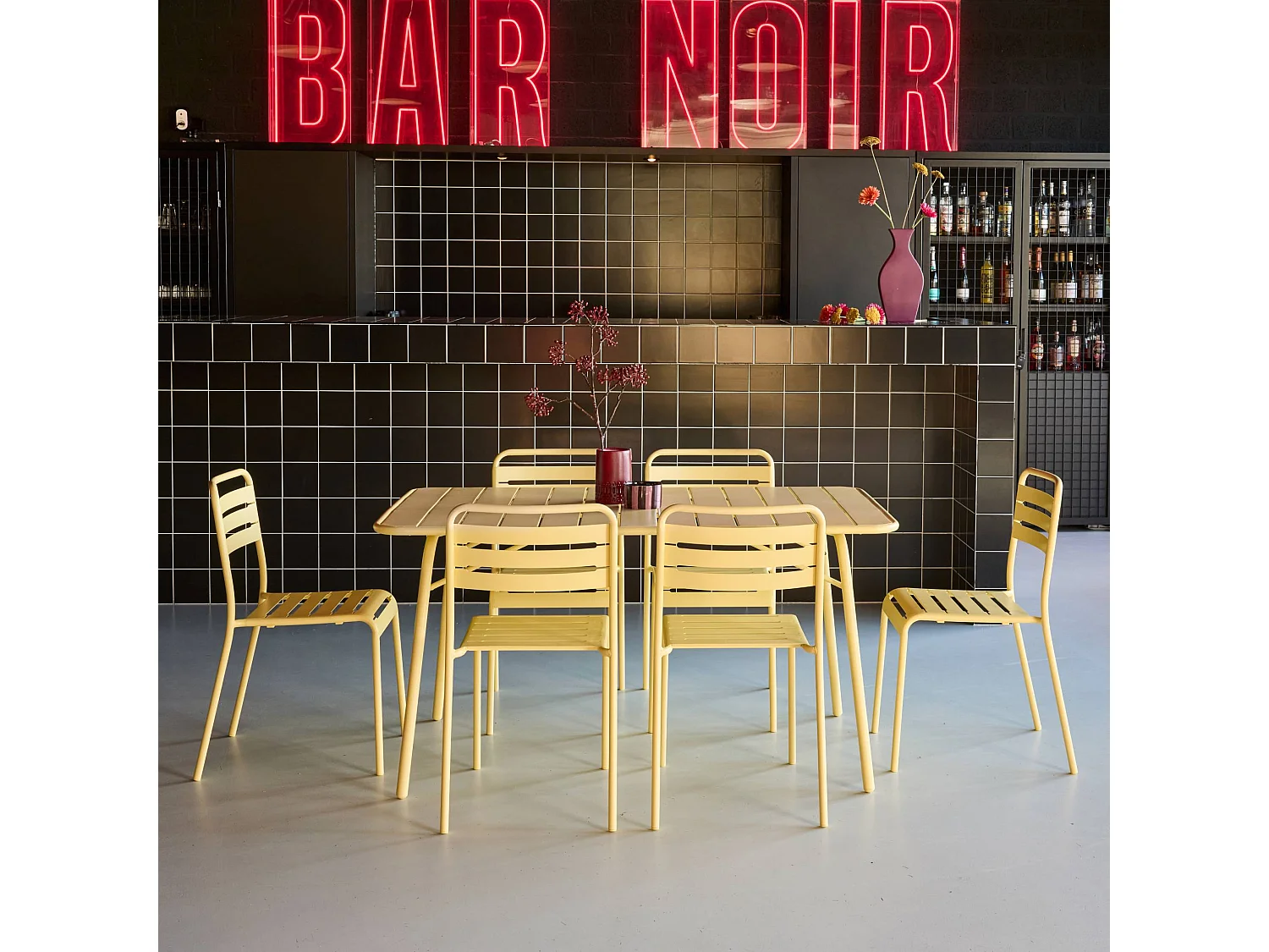 Set tavolo da giardino bistrot pieghevole in metallo con 6 sedie,
