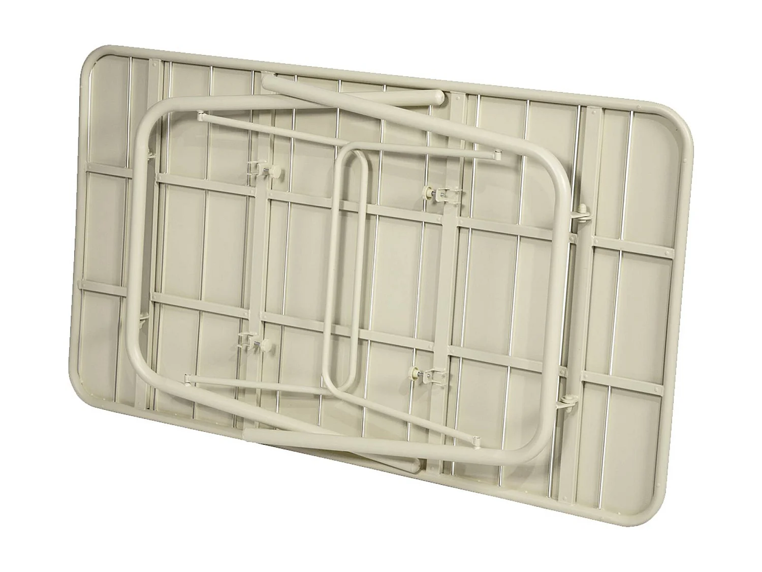 Mesa de jardín plegable de metal con 6 sillas beige