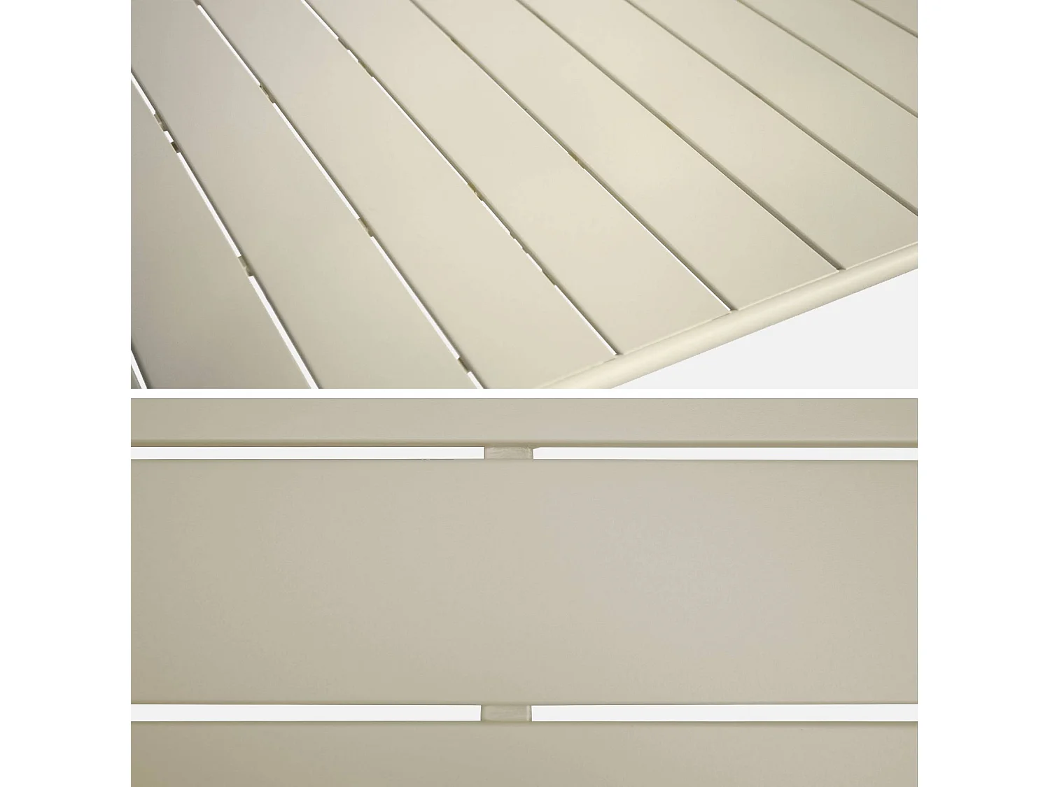 Table de jardin pliante métal + 6 assises 2 fauteuils 4 chaises. Amelia. beige. 141.2 x 80 x 72.5cm