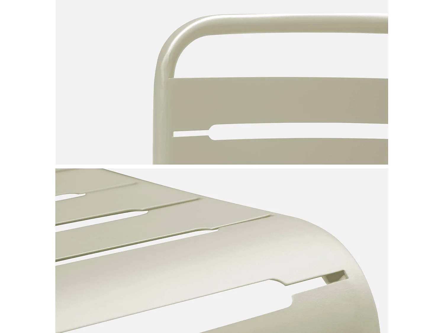 Table de jardin pliante métal + 6 assises 2 fauteuils 4 chaises. Amelia. beige. 141.2 x 80 x 72.5cm