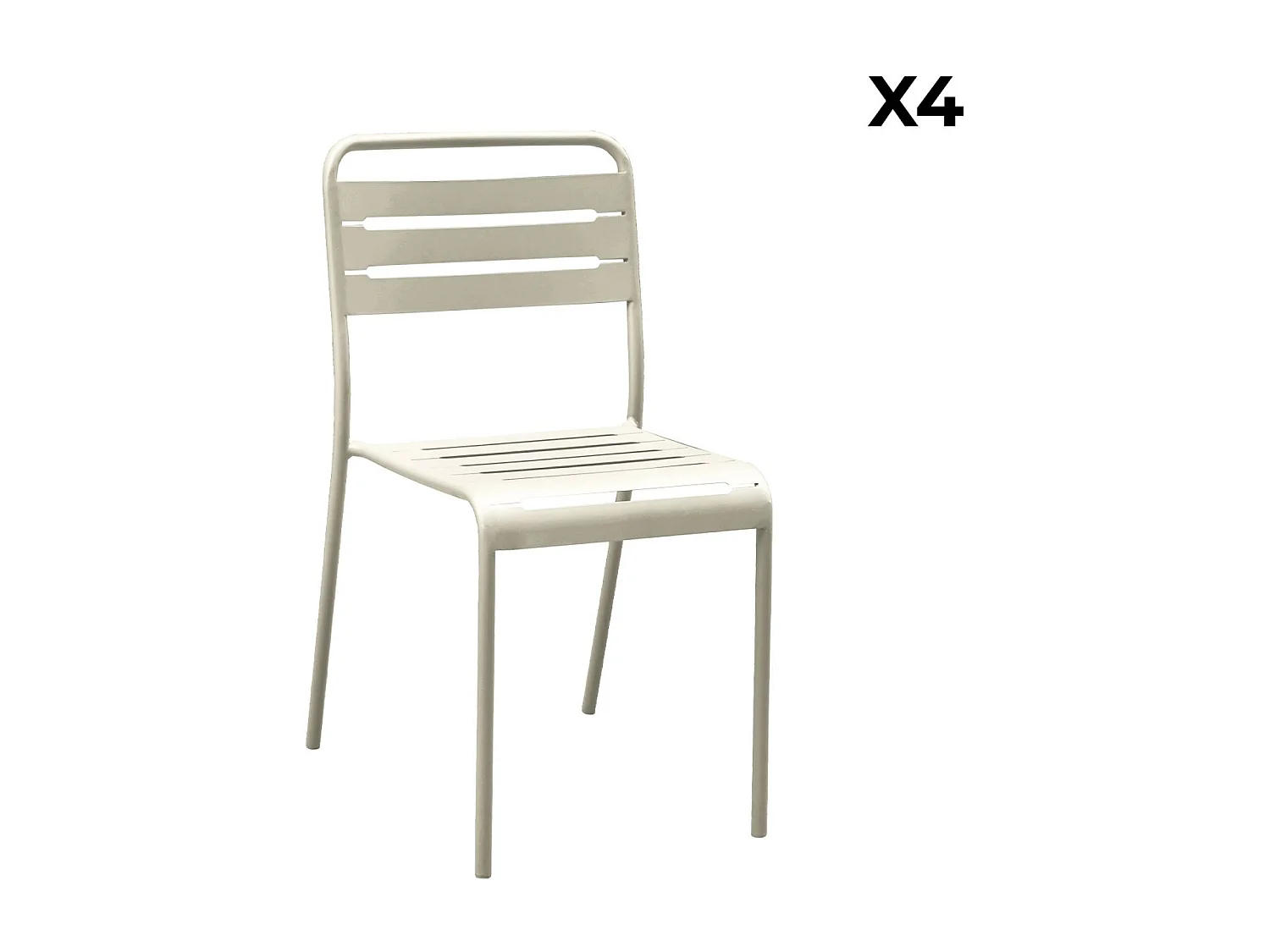 Table de jardin métal + 6 assises beige. acier traitement anti rouille