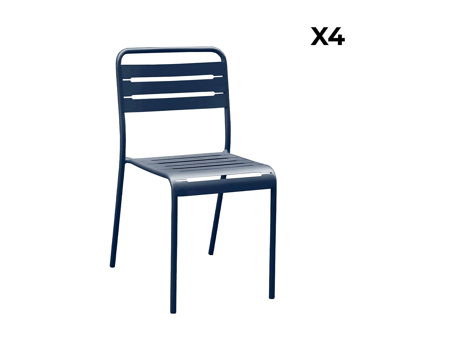 Set tavolo da giardino in acciaio con 2 poltrone e 4 sedie, blu navy