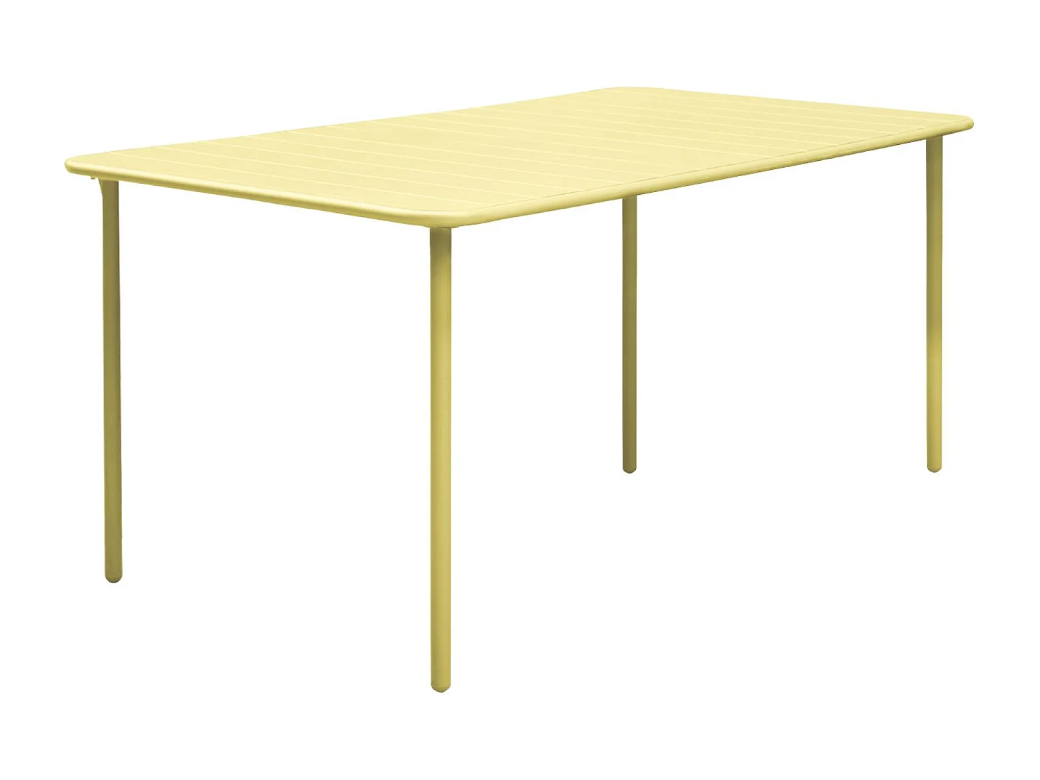 Table de jardin métal + 6 assises jaune. acier traitement anti rouille