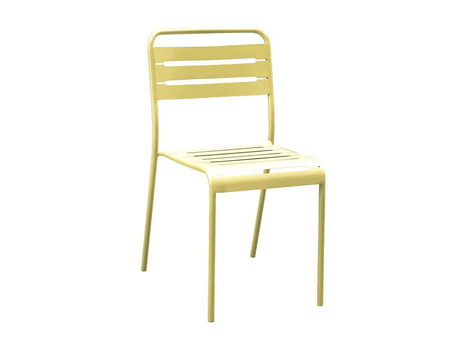 Table de jardin métal + 6 assises jaune. acier traitement anti rouille