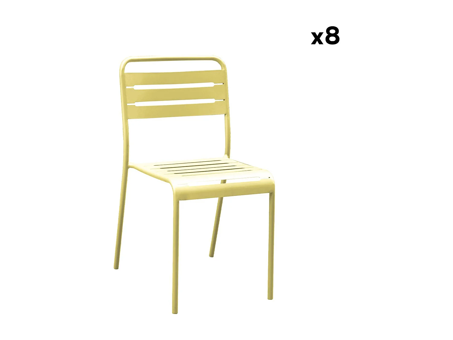 Table de jardin métal + 6 assises jaune. acier traitement anti rouille