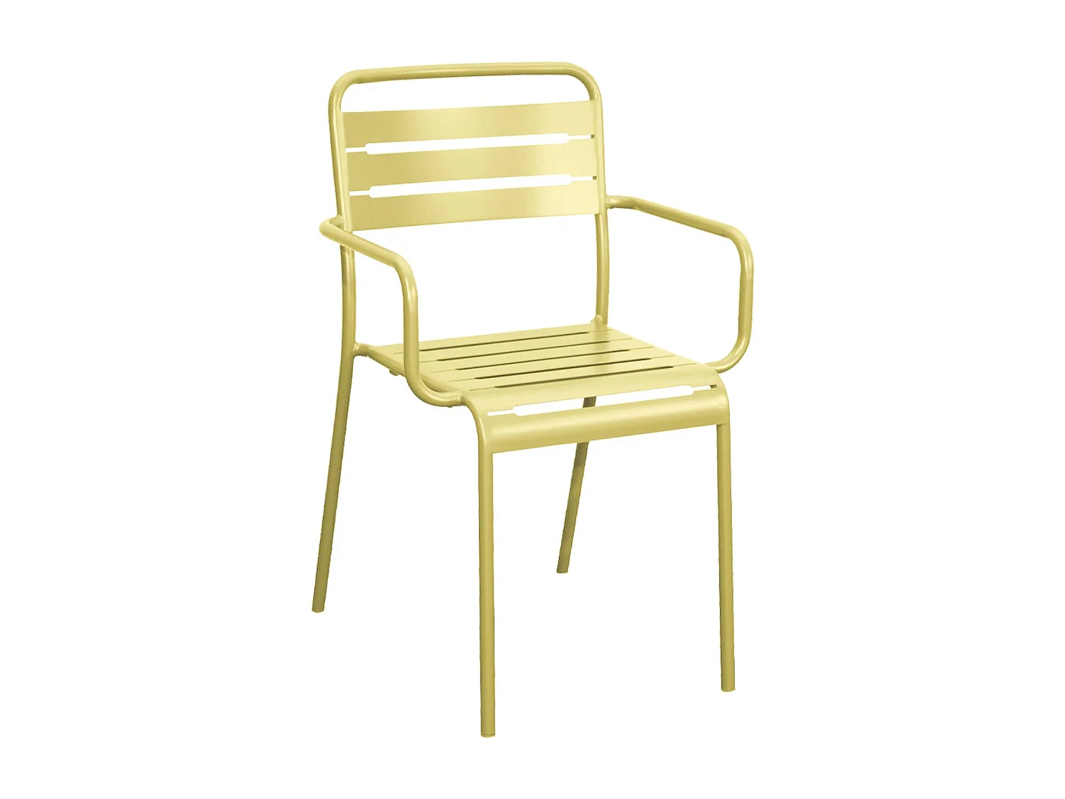 Table de jardin métal + 6 assises jaune. acier traitement anti rouille