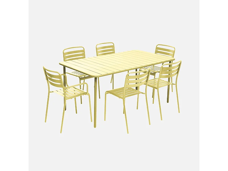 Mesa de jardín de metal 2 sillones 4 sillas amarillo
