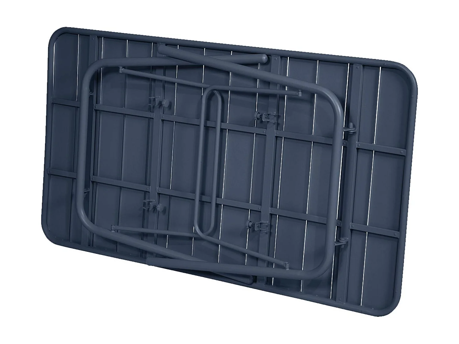 Set tavolo da giardino bistrot pieghevole in metallo con 6 sedie, blu