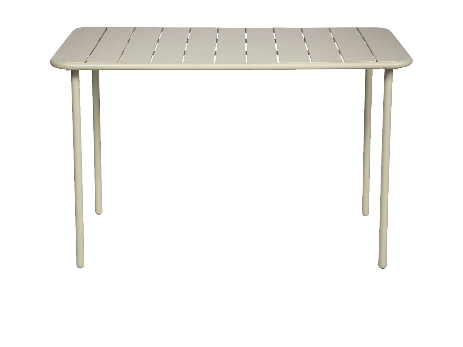Table de jardin métal + 4 assises beige en acier. Amelia. 120 x 70 x 72.5 cm