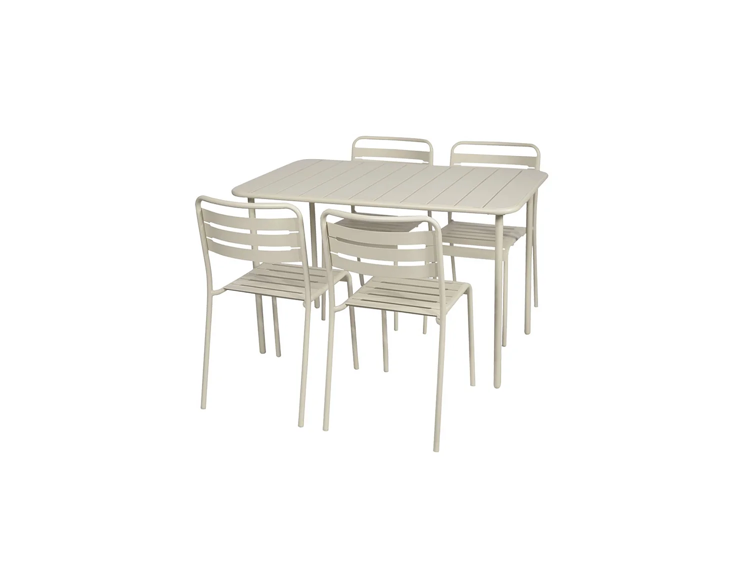 Set mesa de jardín bistró de acero con 4 sillas, 120cm beige