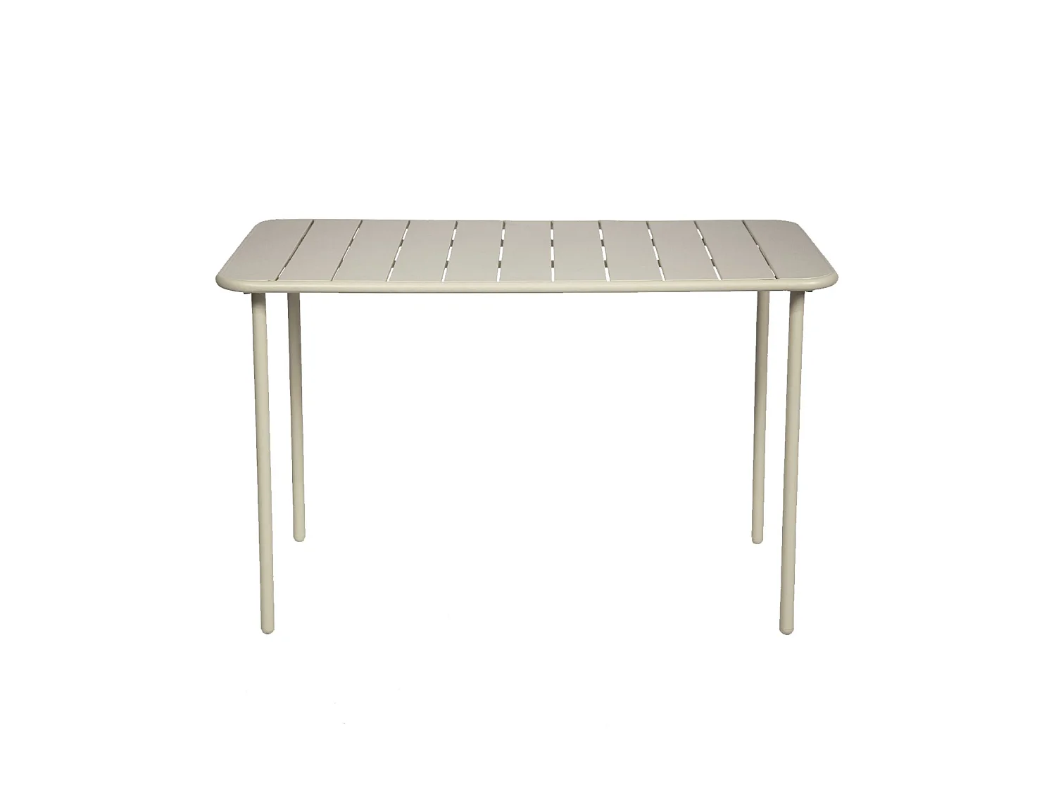 Set mesa de jardín bistró de acero con 4 sillas, 120cm beige