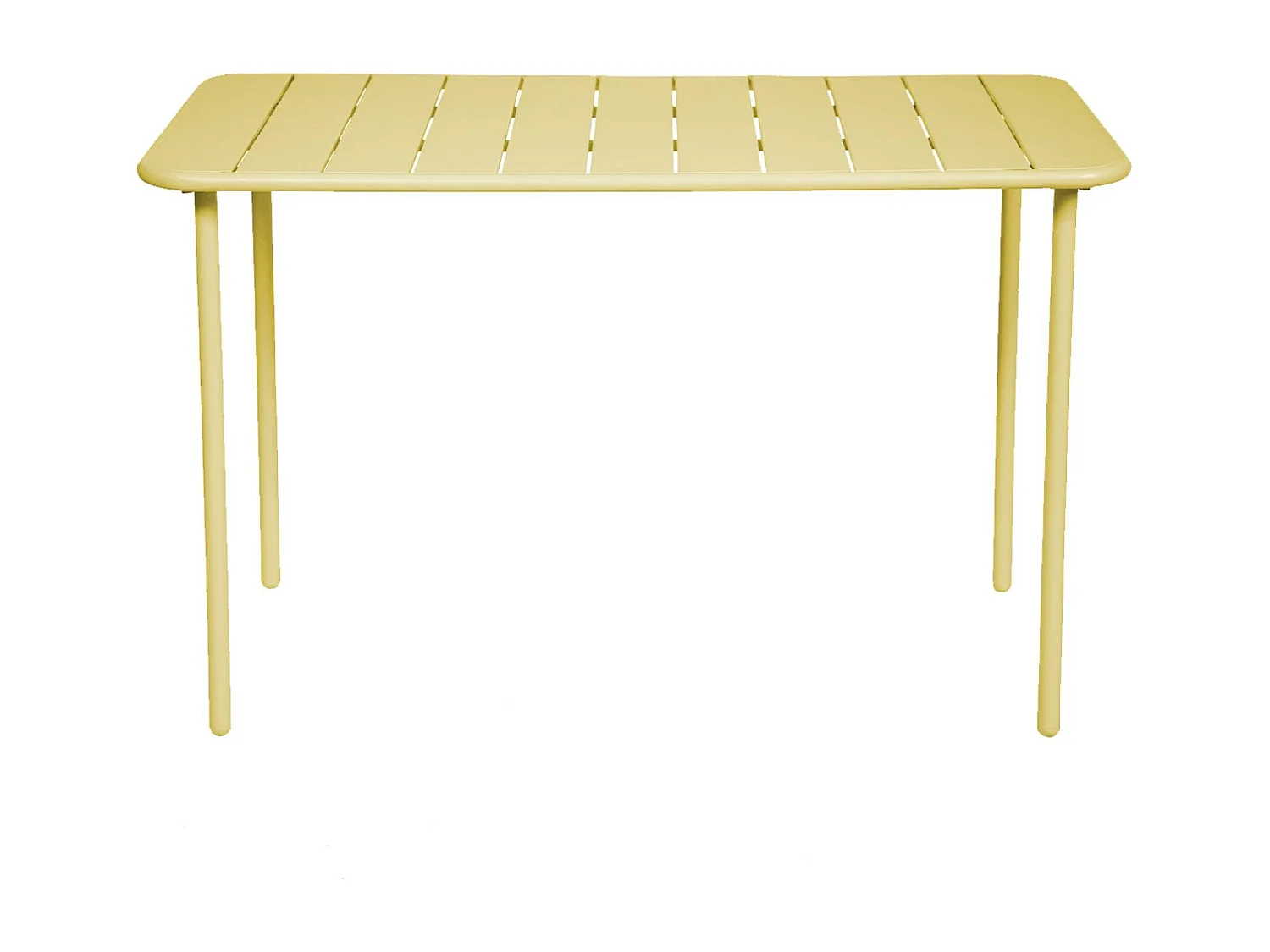 Set tavolo da giardino in metallo, 4 sedie, giallo