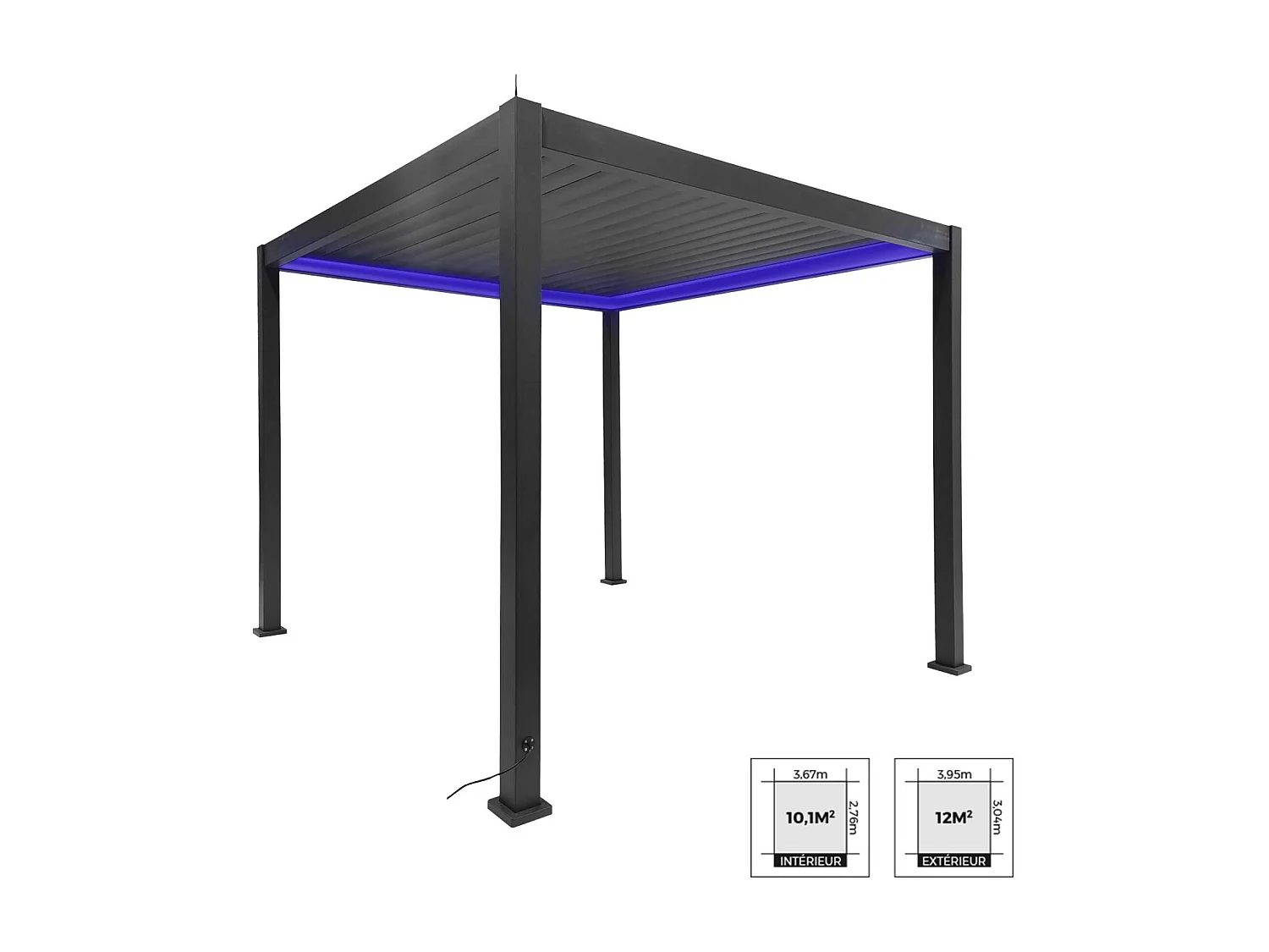 Pergola bioclimatica 3x3m elettrica in alluminio con illuminazione