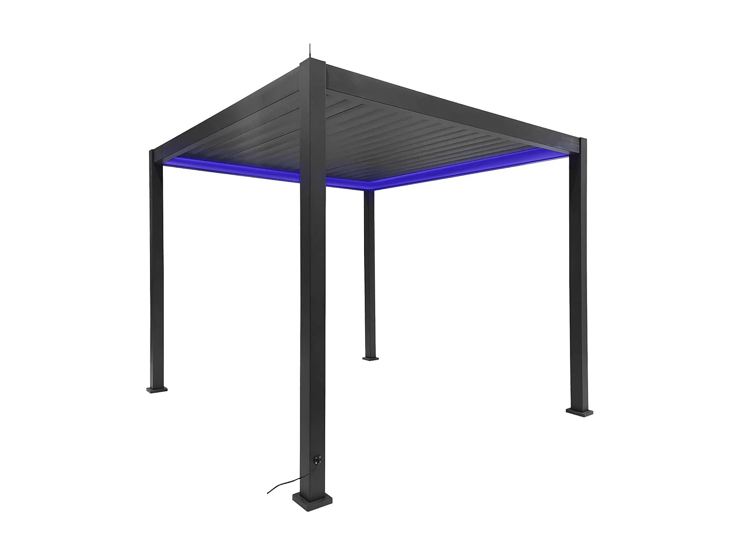 Pergola Bioclimatique électrique 3x3m anthracite. aluminium. à lames orientables avec éclairage LED