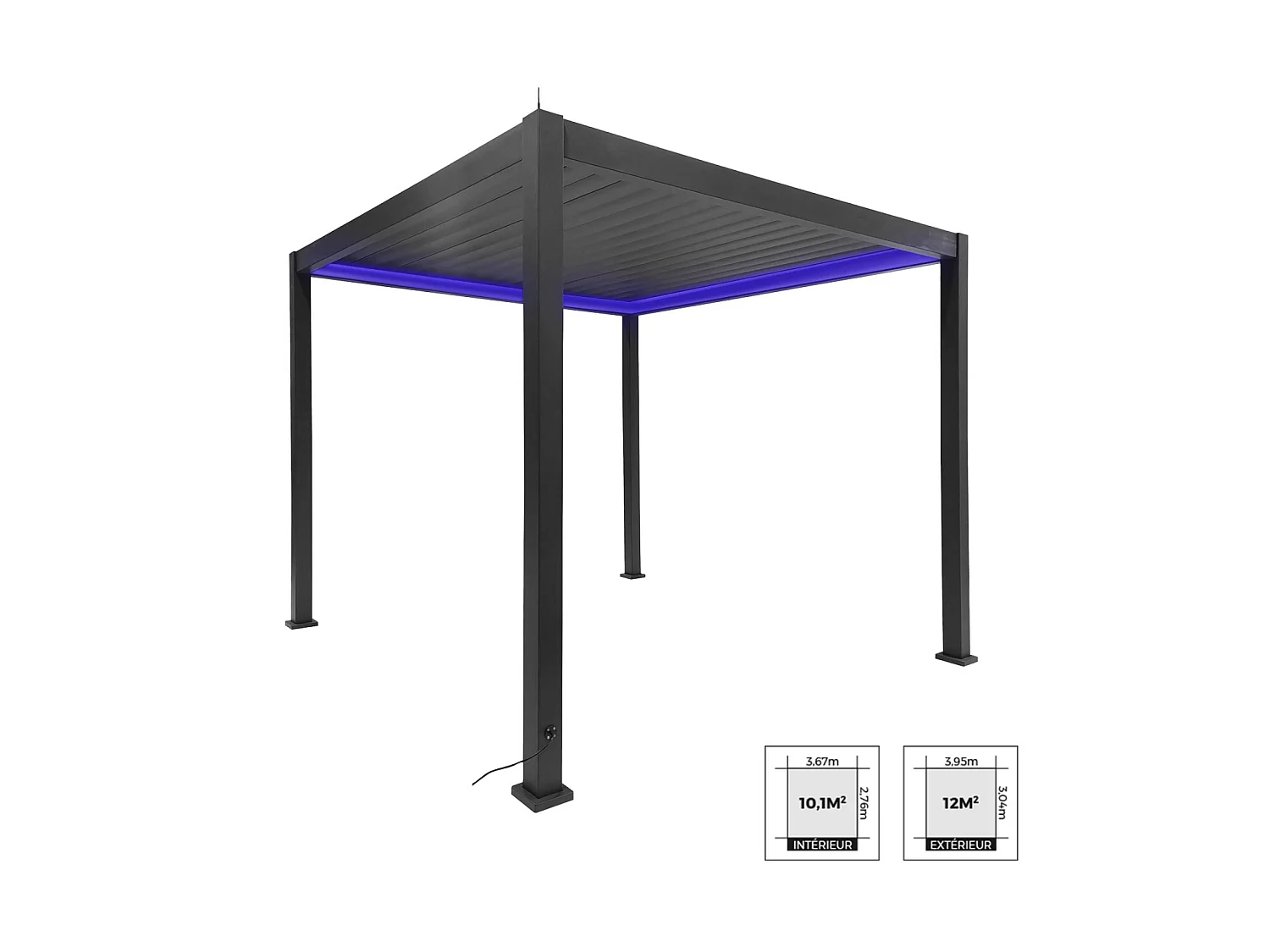 Pergola bioclimatica 3x3m elettrica in alluminio con illuminazione