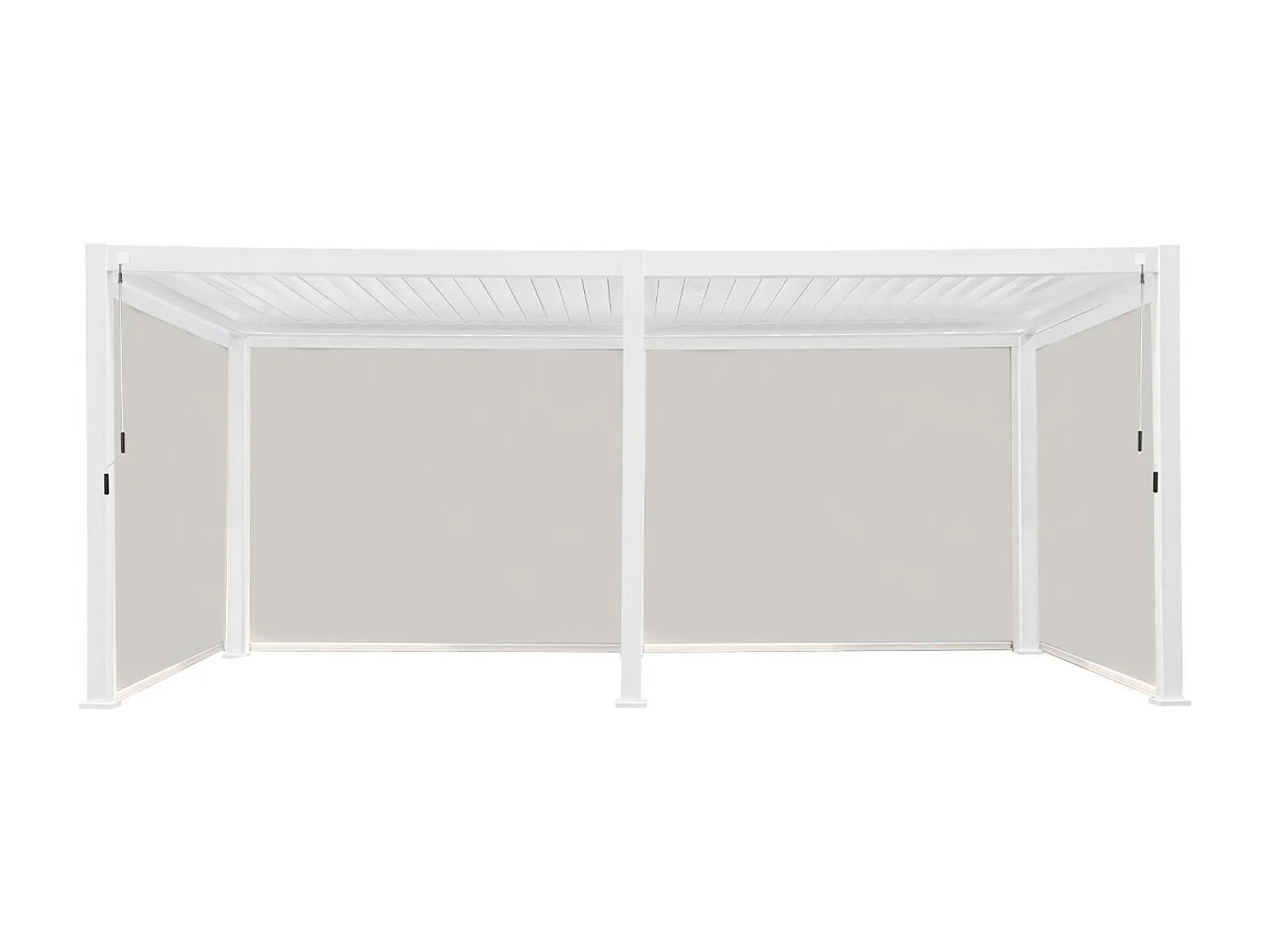 Pérgola bioclimática 3x6m de aluminio + 4 toldos de 3m blanco