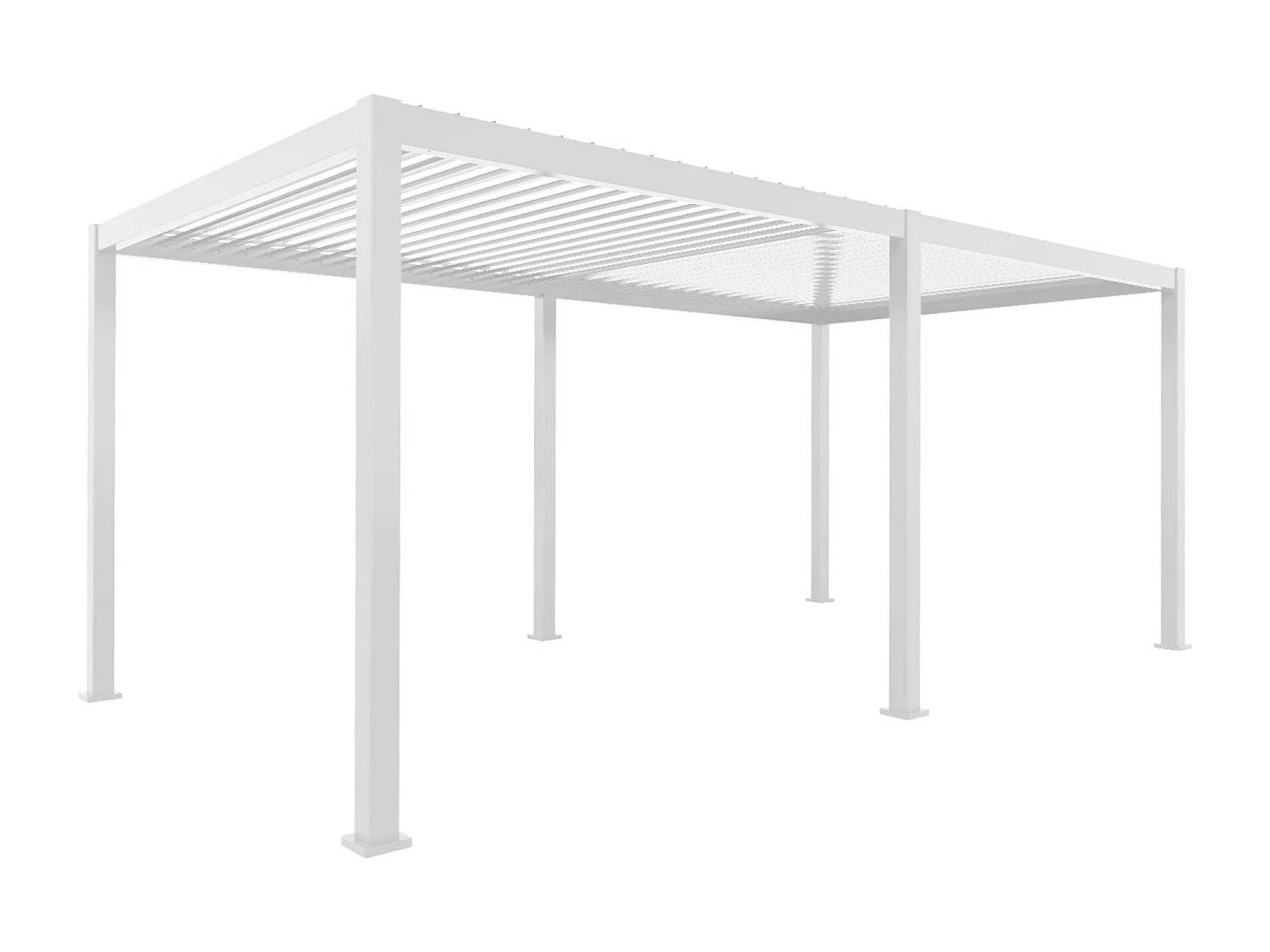 Pérgola bioclimática 3x6m de aluminio + 4 toldos de 3m blanco