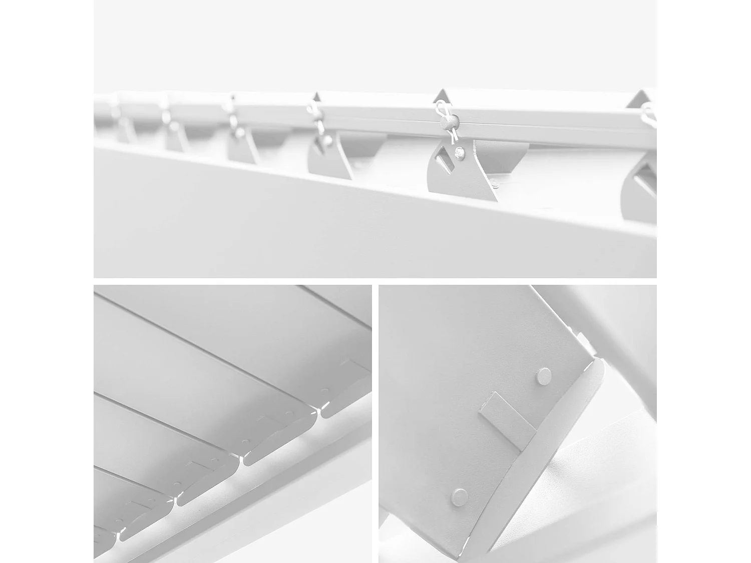 Pérgola bioclimática 3x6m de aluminio + 4 toldos de 3m blanco