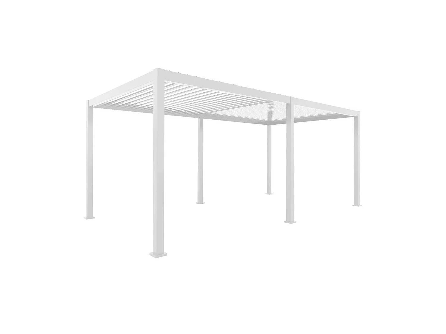 Pérgola bioclimática 3x6m de aluminio + 4 toldos de 3m blanco