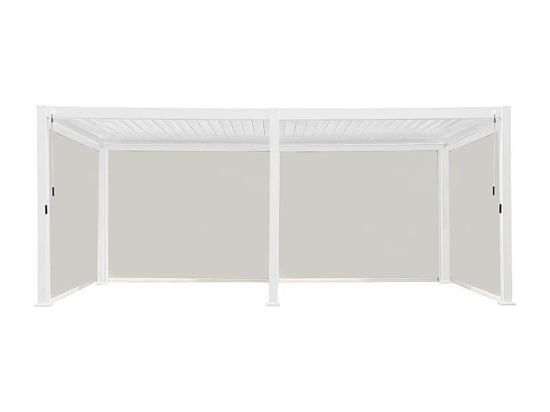 Pérgola bioclimática 3x6m de aluminio + 4 toldos de 3m blanco