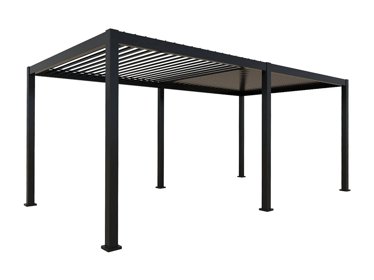 Pérgola bioclimática 3x6m de aluminio + 4 toldos de 3m antracita