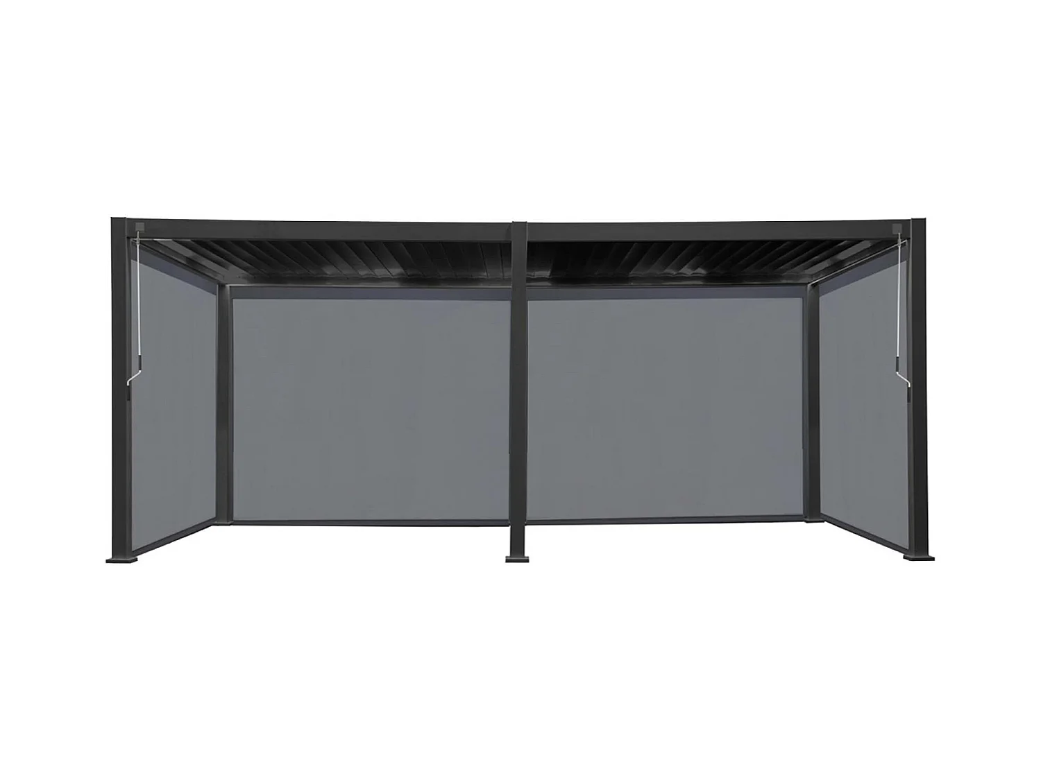 Pergola bioclimatica 3x6m in alluminio + 4 tende 3m, antracite