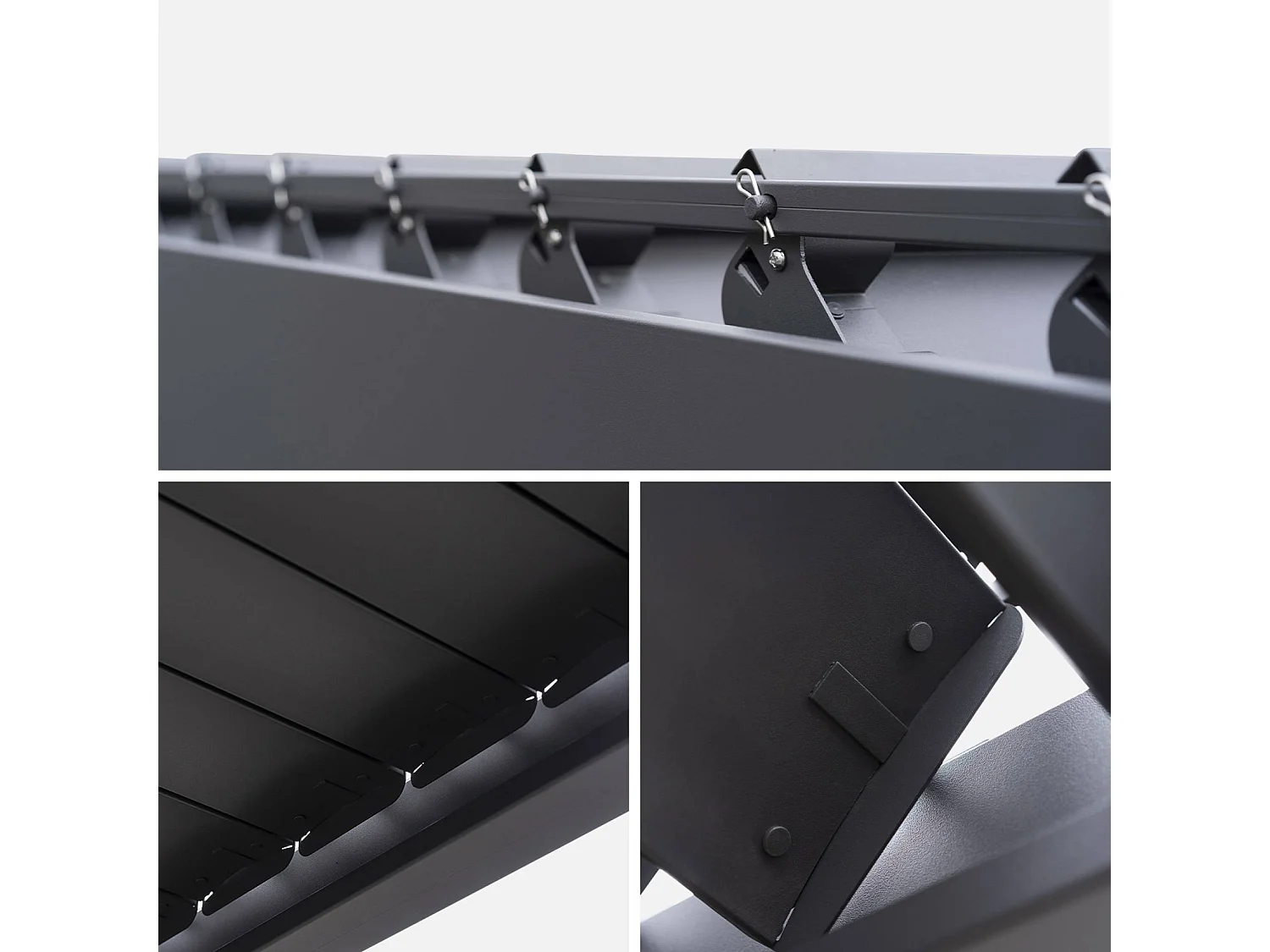 Pergola bioclimatica 3x6m in alluminio + 4 tende 3m, antracite