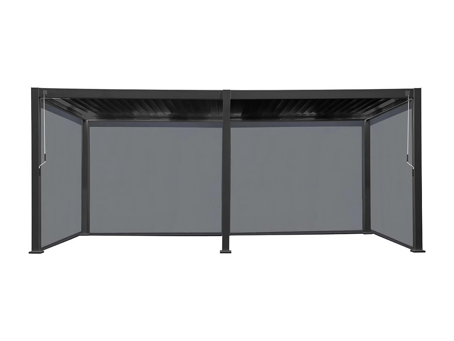 Pergola bioclimatica 3x6m in alluminio + 4 tende 3m, antracite