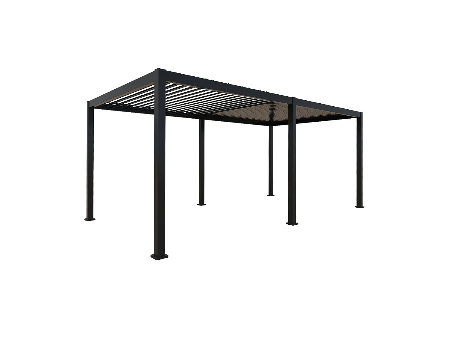 Pérgola bioclimática 3x6m de aluminio + 4 toldos de 3m antracita