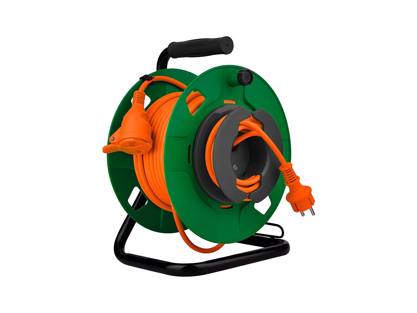 Avvolgicavo da giardino IP44 35m Presa 16A 2P+T - Zenitech Verde/Arancione