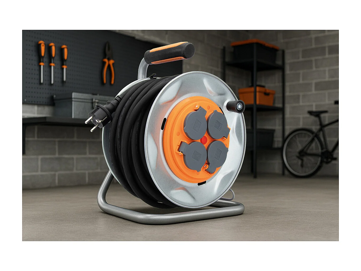 Enrouleur de chantier IP44 4 prises 16A 3G2,5mm² 25m - orange - Zenitech