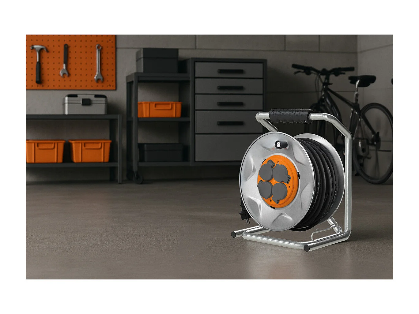 Enrouleur de chantier IP44 4 prises 16A 3G2,5mm² 35m - Orange - Zenitech