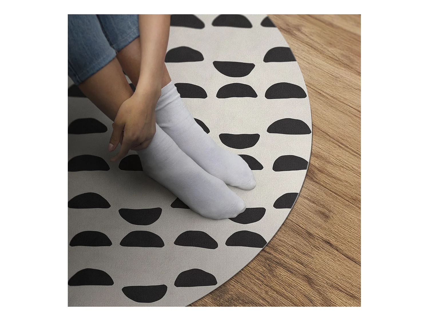 Vinyl-Teppich für Zuhause, Innenteppich, unregelmäßiges Halbmond-Boho-Muster, 100 cm