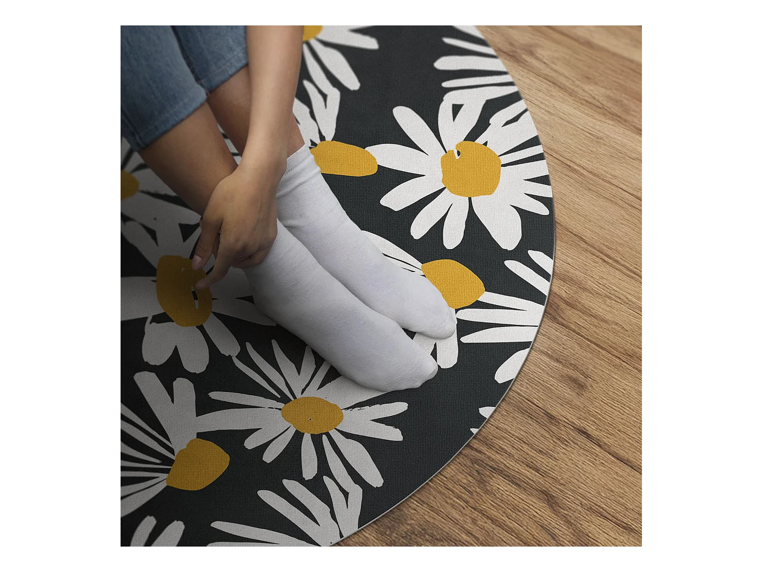 Tapis vinyle pour la maison, Moquette d'intérieur Marguerites et fleurs sauvages peintes 110 cm
