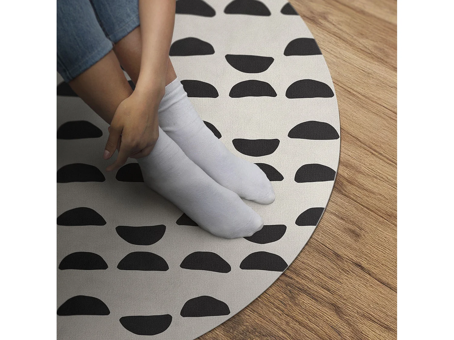 Tapis vinyle pour la maison, Moquette d'intérieur Motif bohème de croissants irréguliers 60 cm